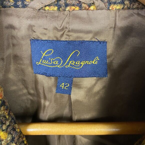 Luisa Spagnoli Tweed Brown Blazer Jacket Size 42 Old Money Office Career - Picture 7 of 8